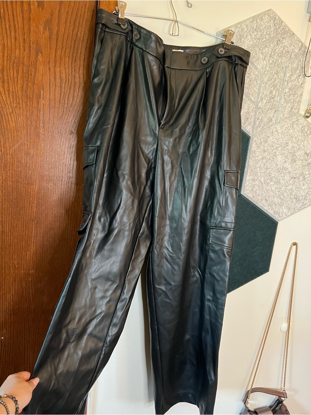 a new day Black Faux Leather Button-Front Jacket